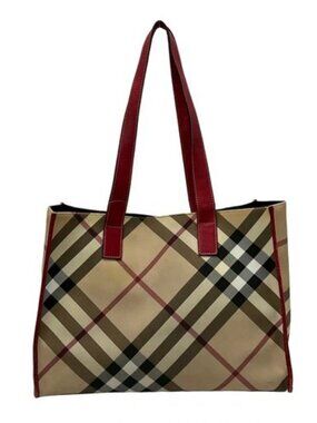 Burberry LONDON - Beige Red Black PVC Leather Tote Bag
